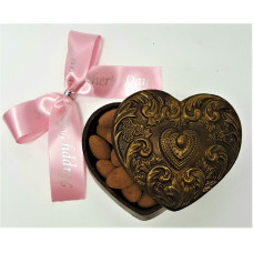 Heart-Shaped Chocolate Box w/Antique Design on Lid